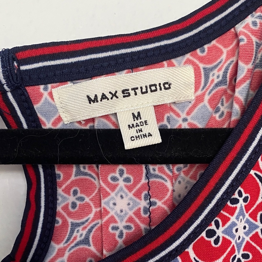 Max Studio Red and Blue Geometric Dress - Picture 4 of 6